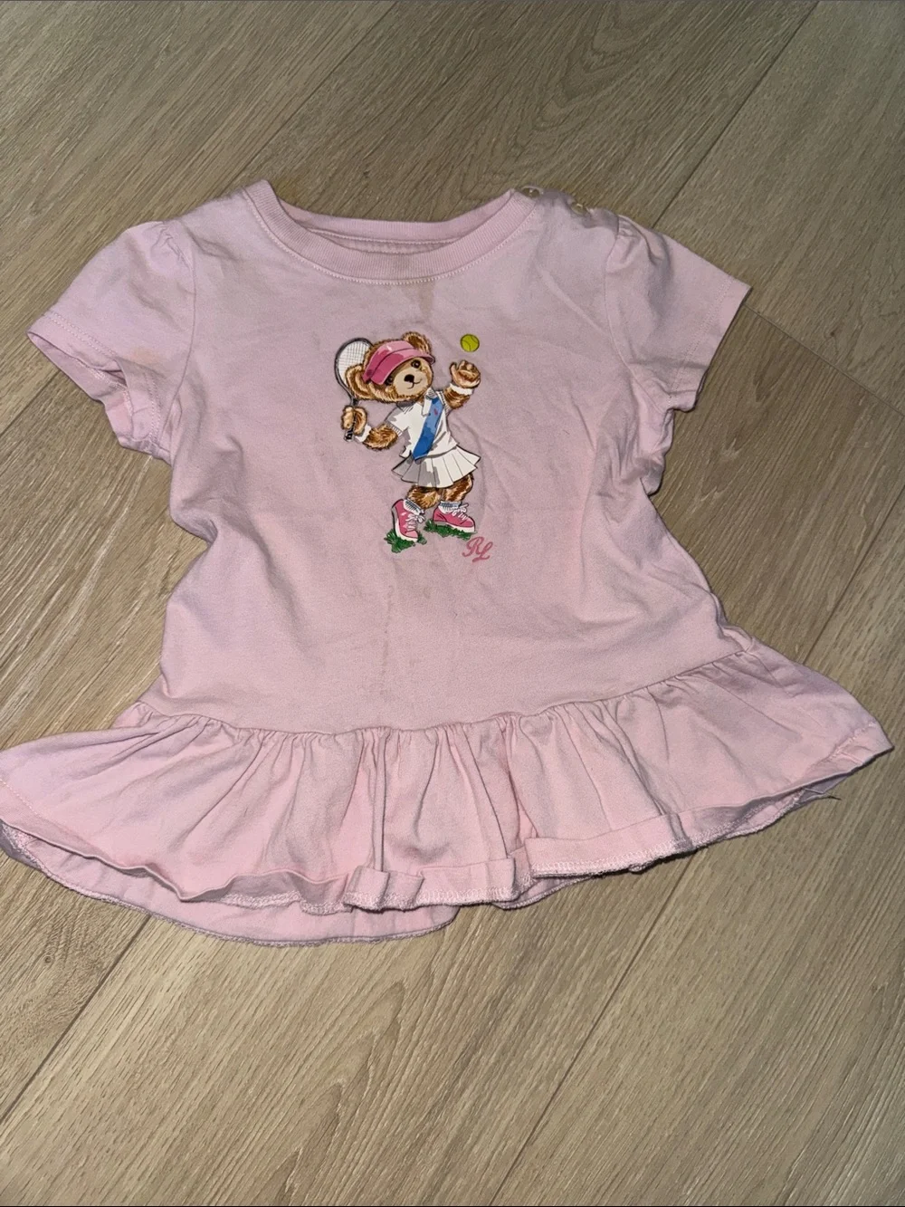 Ralph Lauren Pink Ruffle-Hem Crewneck Sweater Top